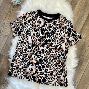 Women leopard print tee shirt t-shirt
